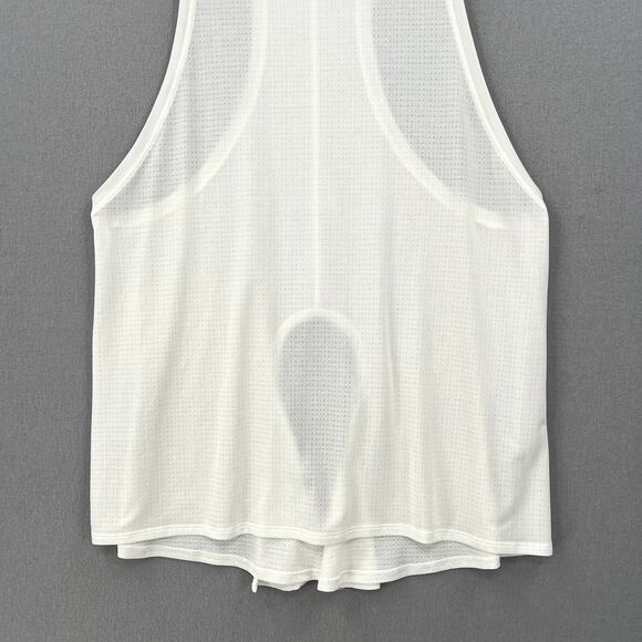 LULULEMON Racerback Tank Top Womens 6 White Tie Back Workout Running Mesh Knit - Picture 6 of 11